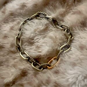 David Yurman Sterling Silver and 18k Rose Gold Madison Chain Bracelet 8.5mm